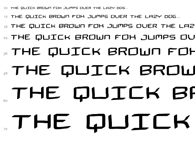 The Spaceman font waterfall